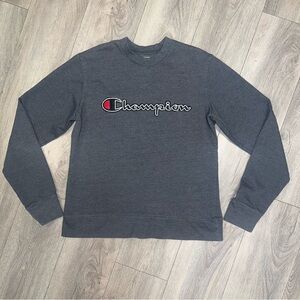 Champion Athletic Sweatshirt Gray VTG Pull Over Front Logo Men's Size Small